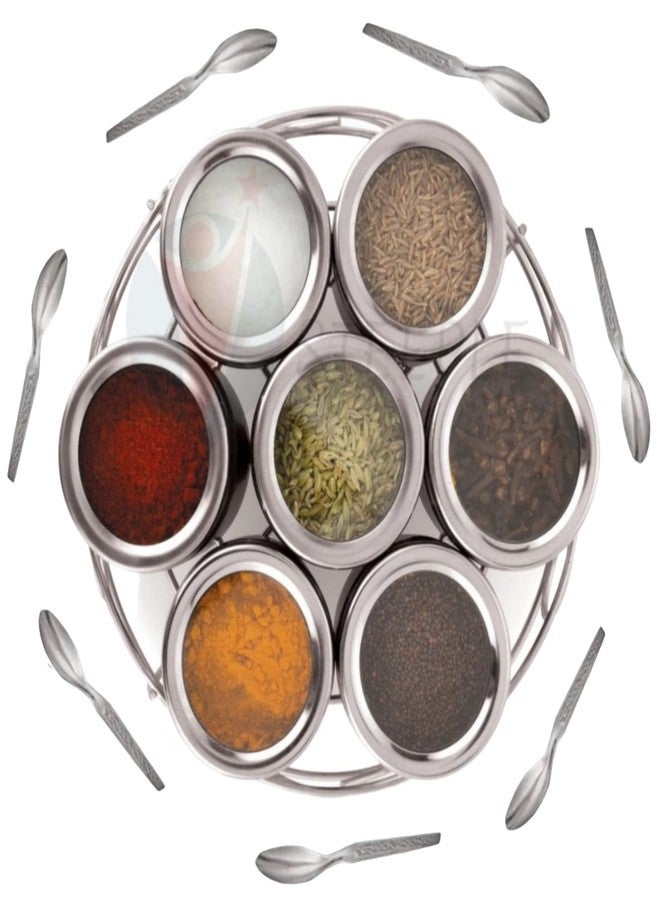STEEPLE Spice Container Set - 7 Steel Masala Boxes with Transparent Top 190 Ml Each Container - Image 1